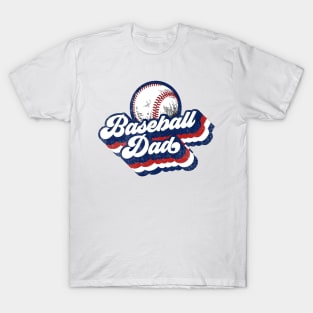 Retro Baseball Dad Red White Blue T-Shirt